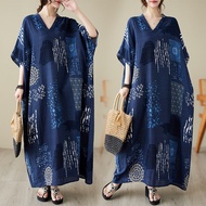 Oladivi Summer Short Sleeve Fashion Print Dress for Women New Casual Loose Long Dresses Oversized Pl