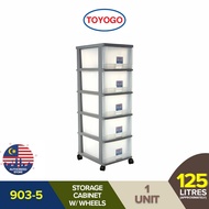 Toyogo 5T Plastic Storage Cabinet/Drawer With Wheels (5 Tier) 903-5
