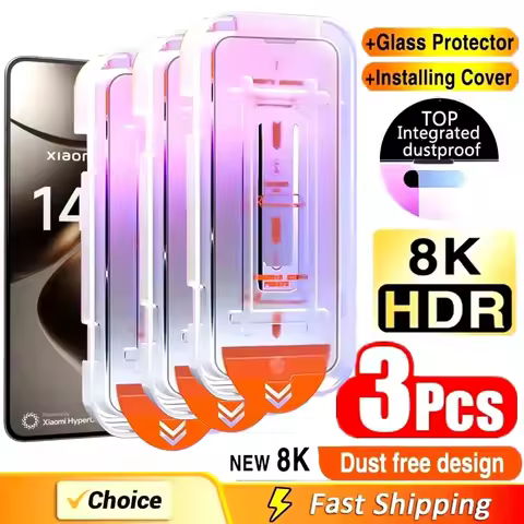 3PCS 8K Dust Free Glass For Xiaomi Redmi Note 13 11 10 9 12 Pro 13C 14C 12C Mi 14 13T Pro Poco X6 Pr