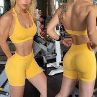 Giant Buttocks Fitness Shorts Peach Three Points Mid-Waist High Elastic Stretch Knit Fitness Sports 