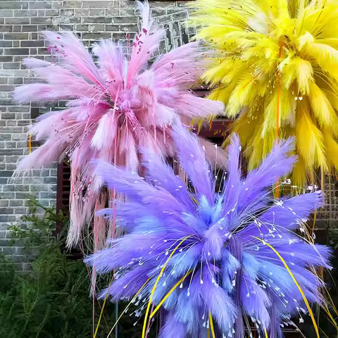 10/20/30pcs Artificial Colorful Reed Plant Simulated Feather Pampas Grass Wedding Landscape Shop Sto