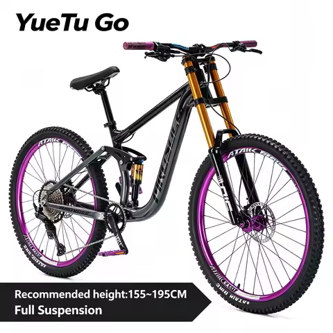 Downhill Mountain Bike Soft Tail Hydraulic Disc Brake, Full Suspension MTB Bicycle 26/27.5 Inch Air 