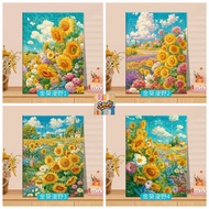 Sawg-stretched frame-32*40/40*50cm/50-60cm-painting by number-Sunflower field -color by number paint