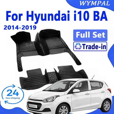 Car Floor Mats For Hyundai i10 BA Gran Metro Taxi Xcent IA 2014~2019 Leather Mat Car Mats Floor Rugs