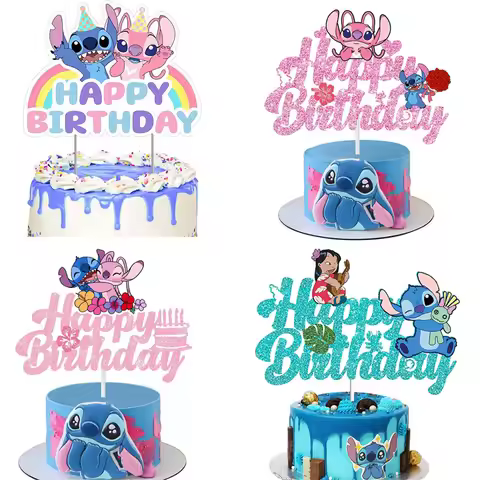 Lilo Stitch Cake Decoration Anime Bluey Cake Topper Card Children Birthday Party Supplies Baby Birth