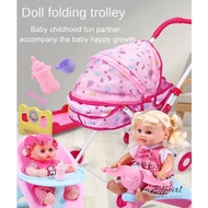 ESPOIR1 Dolls Pram, Play Game Role Play Baby Stroller, Trendy Iron Support Frame Plastic + Metal Kid