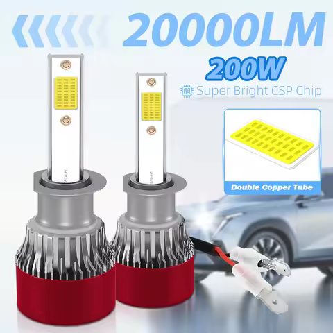 2PCS 20000LM H1 Led Headlight Bulb 6000K 3570 Chips Canbus 200W Driving Lights DRL 12V Universal For