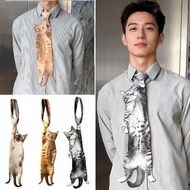 Funny Cat Tie Men's Animal Print Satin Tie Pecial Occasions and Weddings