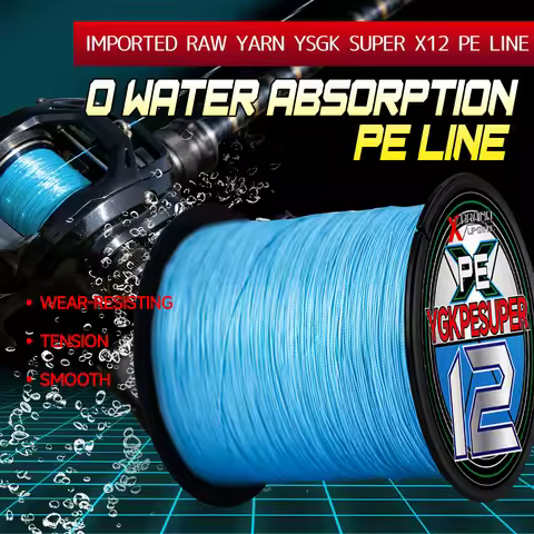 YSGK Super X12 PE Braided Fishing Line 300M 500M 1000M 0 Water Absorption Wear Resistant High Tensio