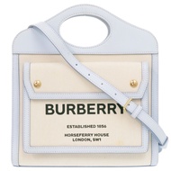 成色極佳的 Burberry 迷你雙色口袋包 8043493 兩用帆布/皮革淺藍色/米色手提包 0295 [二手] BURBERRY