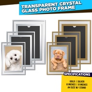 Transparent Crystal Glass Photo Frame with Stand A4 Size | 8Inches | 6inches
