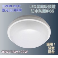 Everlight LED 10W/16W/22W IP65 Waterproof Dustproof Monochrome Ceiling Light