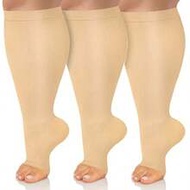 2 Pairs Of Mixed Color Over Knee Plus Size Segmented Pressure Compression Calf Thigh Socks 2XL 3XL 4