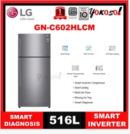 LG GN-C602HLCM 516L Top Freezer Fridge in Platinum Silver Finish / Smart Inverter Compressor / Smart Diagnosis