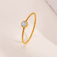 Kemstone Female Ring Stainless Steel Crystal Zircon Ring Jewelry for Women Size 4-9