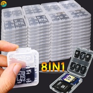 Simple Portable 8 In 1 Micro SD TF SDHC MS Memory Card Storage Box Transparent Mini Cards Case Home Office Travel Supplies