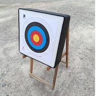 ARCHERY TARGET BUTT 48CM X 48CM X 15CM COMPLETE WITH ARCHERY WOODEN TARGET STAND 92CM X 42CM (MAXIMU