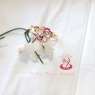 Cincin emas kd 375 permata merah putih