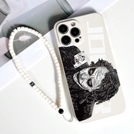 เคสโทรศัพท์ป้องกันการกระแทกลายปีโป๊ะสีขาว TPU 1ชิ้นและสายคล้องข้อมือมุกสีขาว 1ชิ้นเหมาะสำหรับ/จับคู่