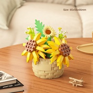 Yigao 3080-87 Flower Basket Building Blocks Flower Desktop Decoration Model Girls and Children Assem