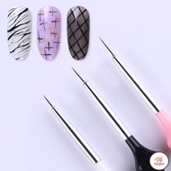 FS 3Pcs UV Gel Liner Brush Set Painting Acrylic Pen Gourd Handle Nail Art Tools