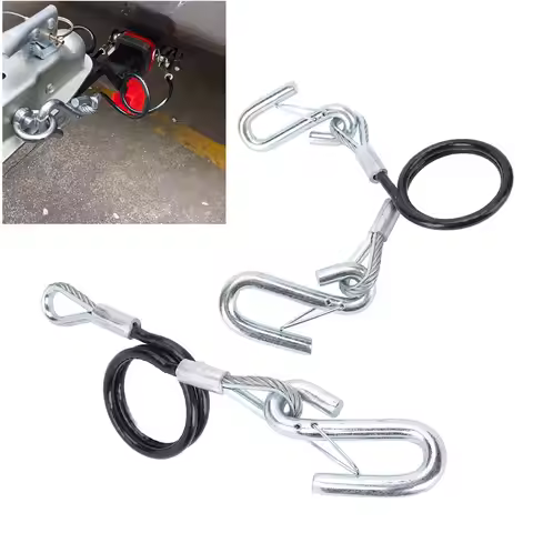 Trailer Safety Towing Cable With S Hook 3500lbs Load Bearing 27.6in Maximum Extension Length Spring 