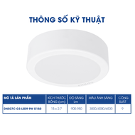 Bộ đèn ốp trần ốp nổi PHILIPS LED tròn lắp nổi DN027C Công suất (9W 12W 15W 19W)