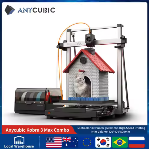 ANYCUBIC Kobra 3 Max Combo FDM 3D Printer Up to 600mm/s Maximum Print Speed Massive Build Volume 500