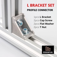 Gusset Element L Bracket Set with screw, nut and flat washer for Aluminium Profile 2020 3030 4040