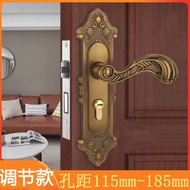 Room Door Lock Indoor Modified-Free Door Lock Wooden Door Yellow Bronze Handle Lock Universal Style Replacement Lock Door Handle Hole @-