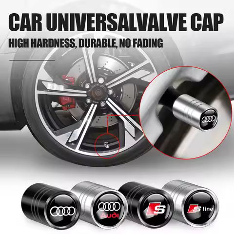 4Pcs Wheel Tire Valve Caps Air Stem Tyre Plug Accessories For Audi A1 A2 A3 A4 A5 A6 A7 A8 Qyttro Sl