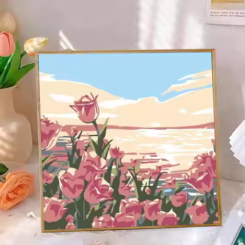 Flower Pictures Frame Painting By Numbers Kits Landscape Modern Drawing Coloring By Numbers Acrylic 