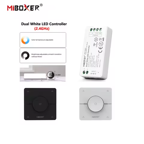 MiBoxer DC12~24V FUT035S+K0 2.4GHzRF Wireless Dual White 12A/Channel LED Controller For CCT COB/Led 