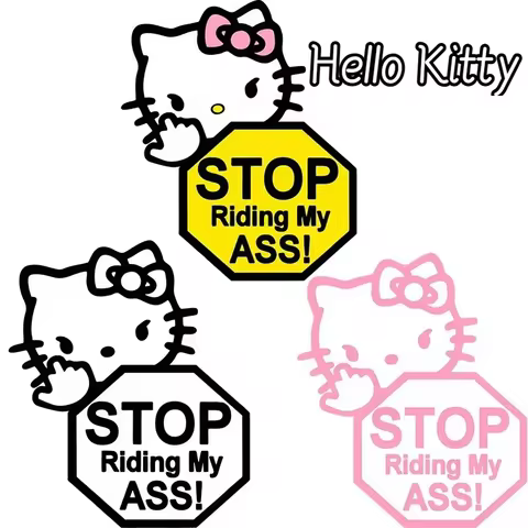 Sanrio Stop Riding Car Stickers Hello Kitty Cartoon Window Decoration Reminder Body Stickers Tear St