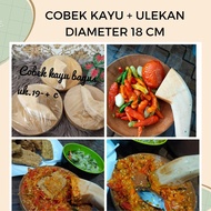 KAYU Cobek wood plus Ulekan size 19 cm / Cobek Ulekan sambal