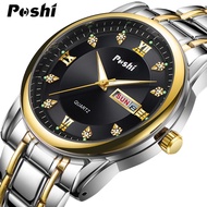 Original POSHI Men's Watches 30M Waterproof Week Date Display Business Quartz Watch jam tangan lelaki