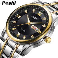 Original POSHI Men's Watches 30M Waterproof Week Date Display Business Quartz Watch jam tangan lelak