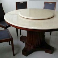 實木人造石檯面 大圓桌， 餐椅一張600有四張