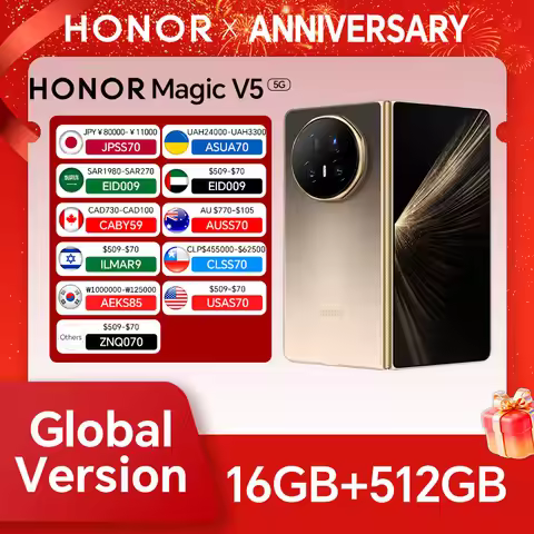 NEW HONOR Magic V5 16GB+512GB Foldable OLED Screen 5G Smartphone Snapdragon 8 Elite 5820 mAh Battery