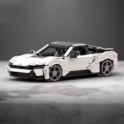 MOC Creative City Luxury Sedan i8 White Sports Car Building Blocks Model DIY Adult Puzzle Assembly T