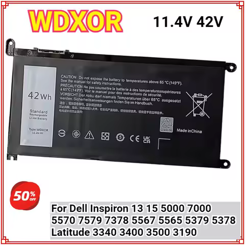 WDXOR WDX0R Laptop Battery for Dell Inspiron 13 15 5000 7000 5570 7579 7378 5565 5567 5378 5379 Lati