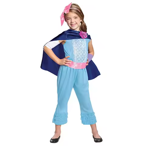 Bo Peep Costumes for Little Girl Princess Halloween Cosplay Movie Role Children Cos Dress with Cloak