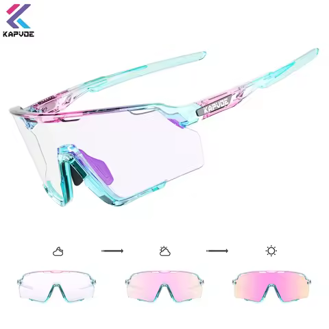 KAPVOE Photochromic Cycling Glasses Men Women Bike Outdoor Eyewear Riding Driving Running Sunglasses
