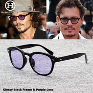 HAWAII แว่นกันแดดแฟชั่น Johnny Depp Lemtosh สไตล์วินเทจทรงกลมสี Ocean เลนส์ออกแบบแบรนด์แว่นตากันแดดเลนส์สีม่วง