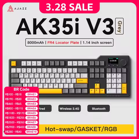 NEW Ajazz AK35I V3 MAX Tri-mode Wired Bluetooth Wireless Gaming Keyboard Gasket Full Key Hot Swap 10