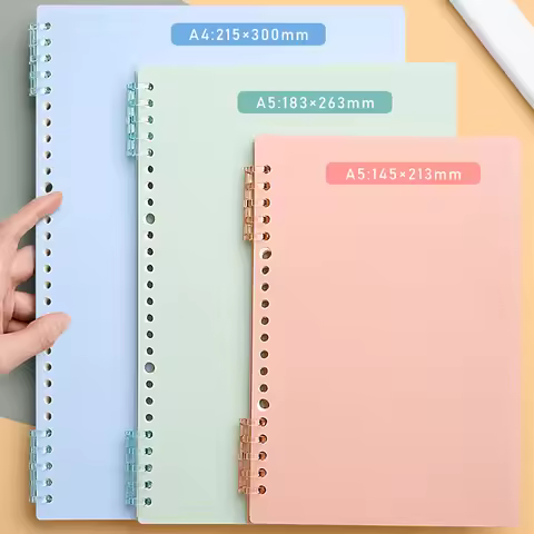6 Sheet A5/B5/A4 Loose-Leaf Book Cover 20/26/30 Hole Spiral Binder Ring Notebook Office Accessories 