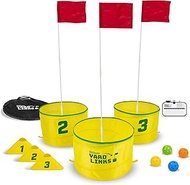 GoSports Yard Links Golf Game with Buckets, Tee Markers and Balls - Choose 3, 6, or 9 Hole Course