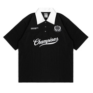 Moxie Champions Oversized Polo T-shirt - Black
