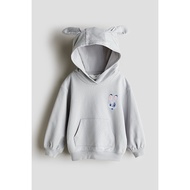 ฤดูใบไม้ร่วง Animal City HM เสื้อสเวตเตอร์มีฮู้ดเด็กพร้อมดีไซน์หูสำหรับเด็กผู้หญิง วัสดุผ้าฝ้าย พิมพ