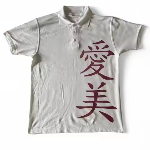 Depop Men's Polo Y2K S 4xl NEW Tee Graphic Men's Black and Grey Polo Summer Letter Printed T-shirt A